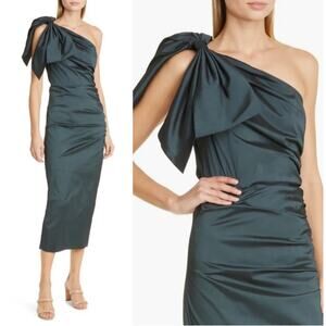 Veronica Beard Midnight Blue One-Shoulder Midi Dress